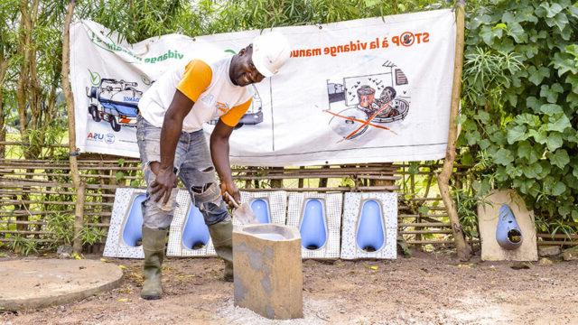 Tetra Tech supports employees from sanitation service delivery companies that are building prefabricated latrines